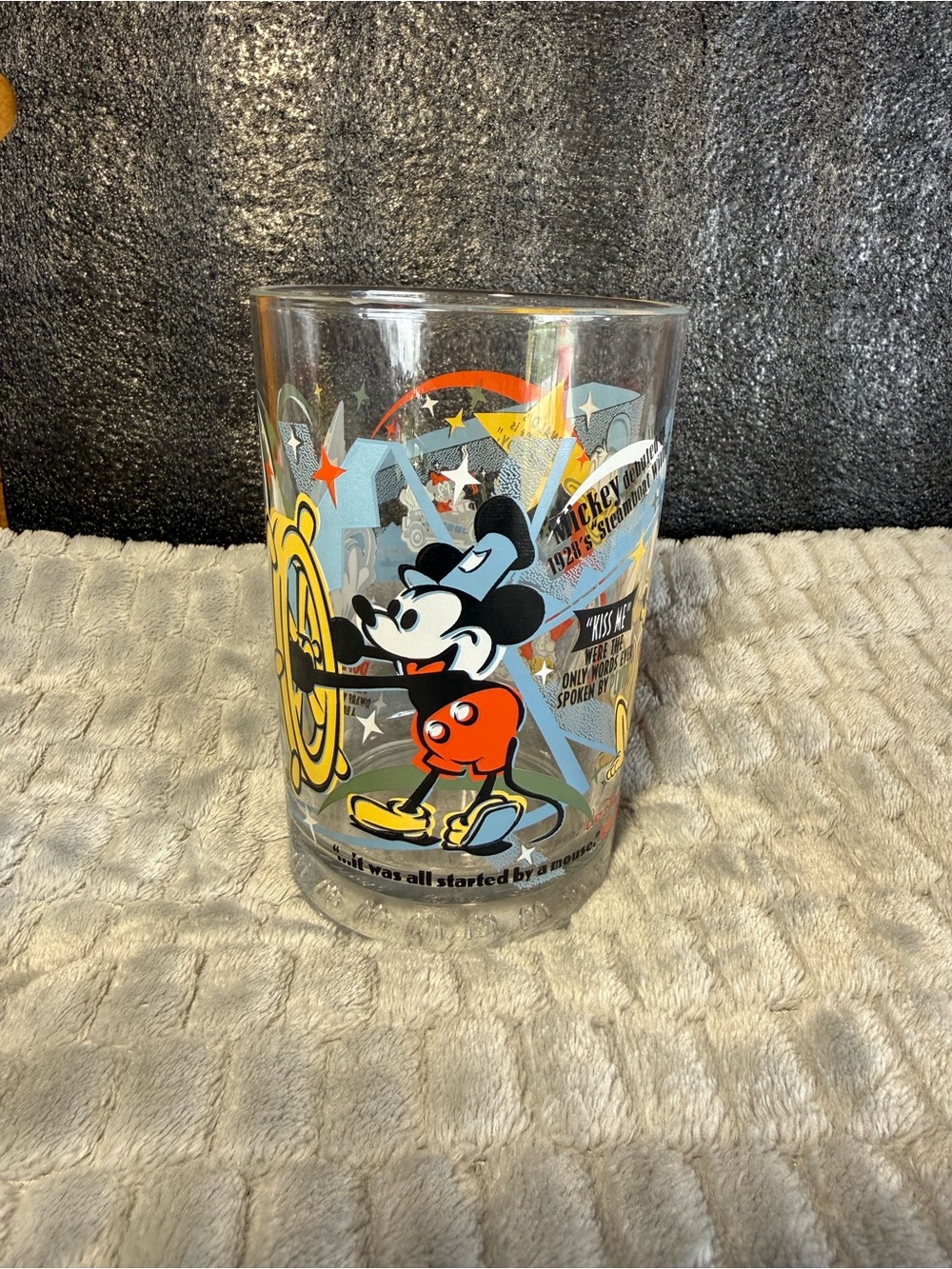 Vintage Mickey Mouse Steamboat Willie Glass - Multicolor